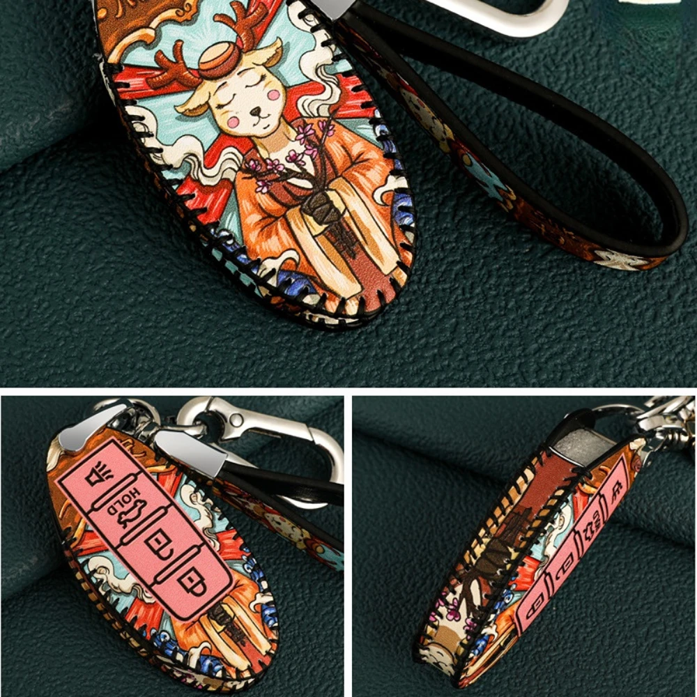Handmade Leather Car Key Cover For Nissan 2019 2020 Armada GT-R Altima 370Z Leaf Kicks Murano Maxima Infiniti Remote Fob Case