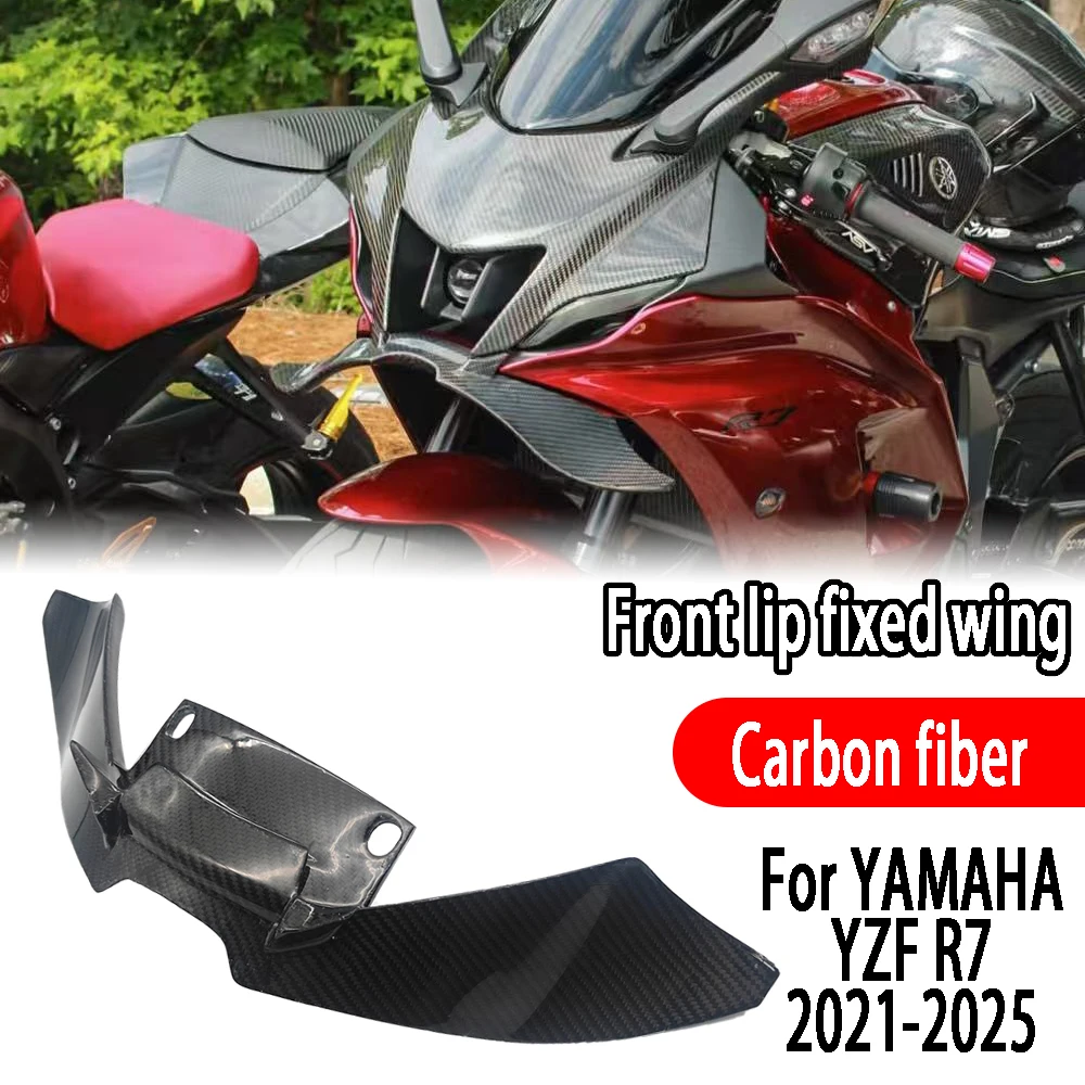 

For YAMAHA YZF R7 2021-2025 2024 2023 2022 100%Carbon fiber Motorcycle Naked Front Spoiler Winglet Aerodynamic Wing Kit Spoiler