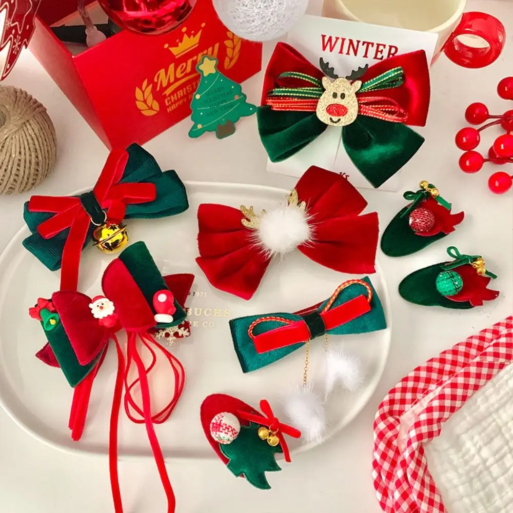 

Bow Exquisite Christmas Accessories Fashion Cute Hair Clip Flocking Santa Claus Bow Ribbon Barrettes Girl