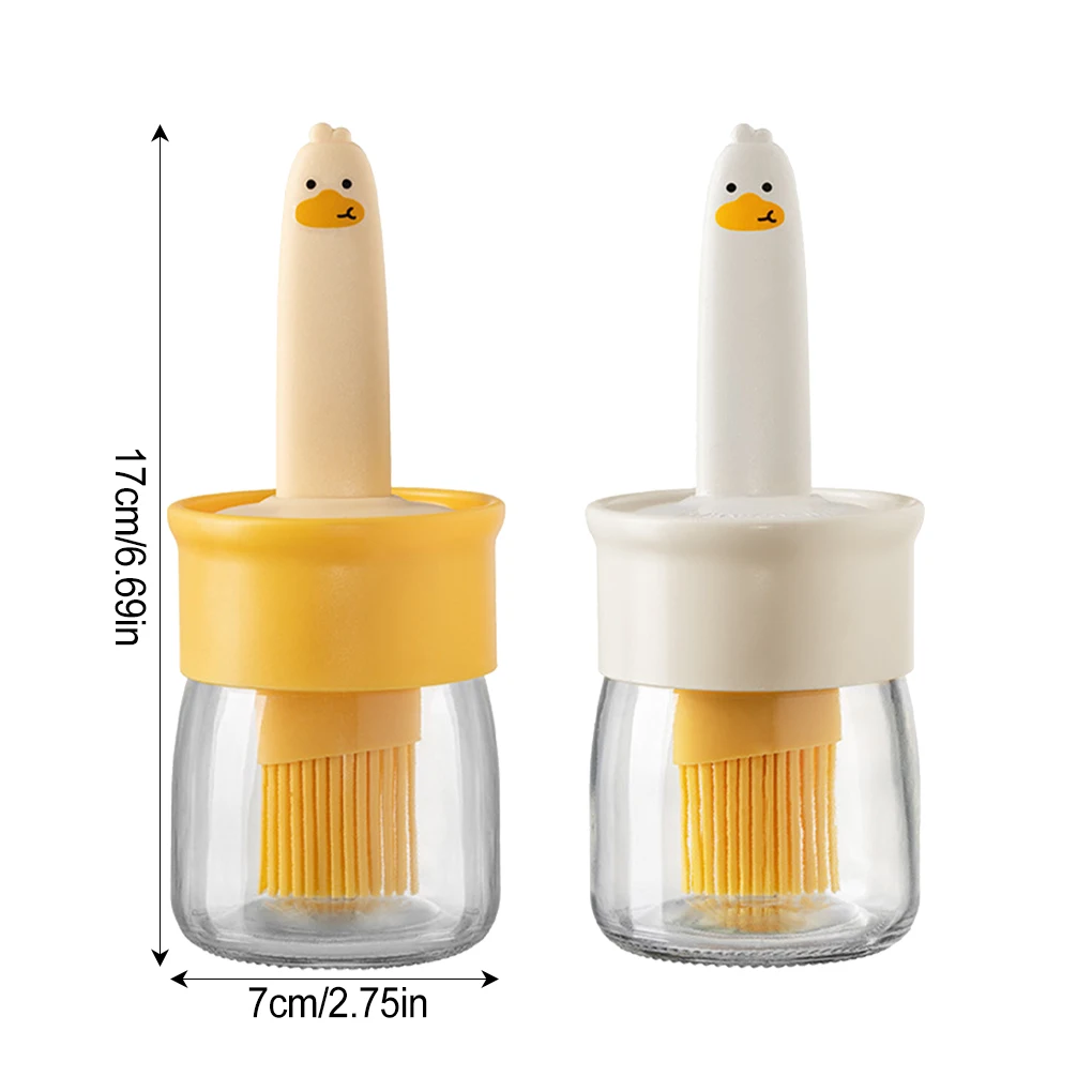 ขวดใส่น้ำมันแก้วแบบบูรณาการพร้อมแปรงซิลิโคนสำหรับบาร์บีคิวไม่มีกลิ่นแปรงบาร์บีคิวเครื่องใช้ในครัวตั้งแคมป์ใหม่