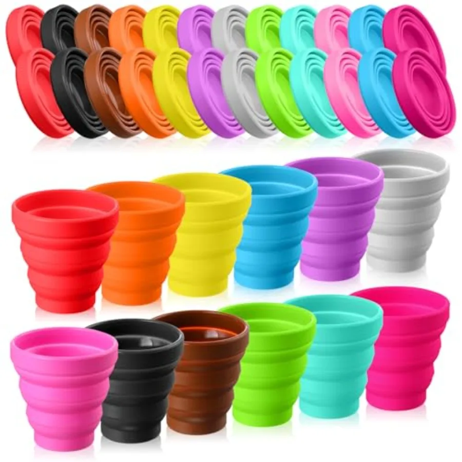 

Silicone Collapsible Cup Without Lids Travel Portable Foldable Cup Colorful Reusable Collapsible Shot Cup Expandable Drinking C