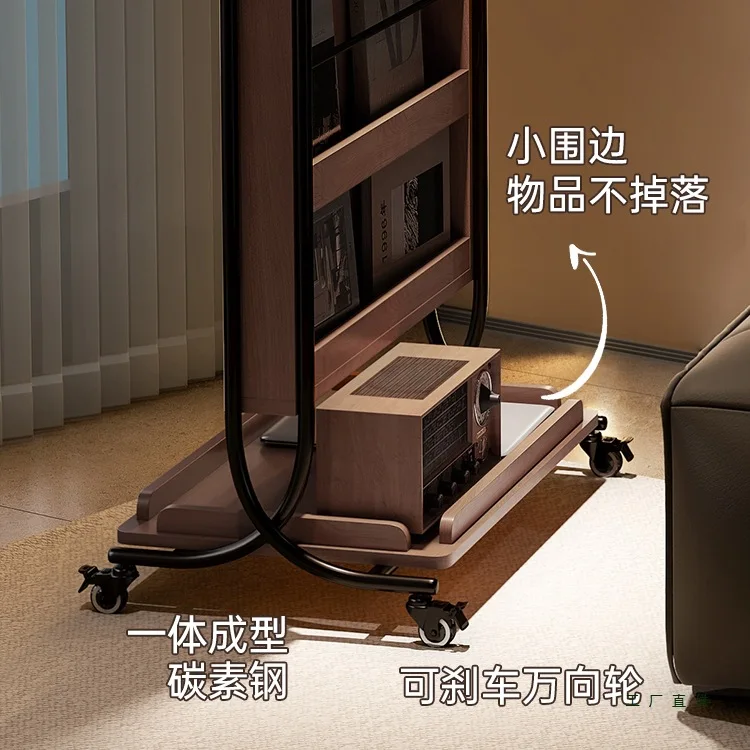 رف مجلات قابل للإزالة بطول كامل، مرآة من خشب الجوز لغرفة النوم، مرآة كاملة الطول من الأرض إلى السقف، رف تخزين للمجلات