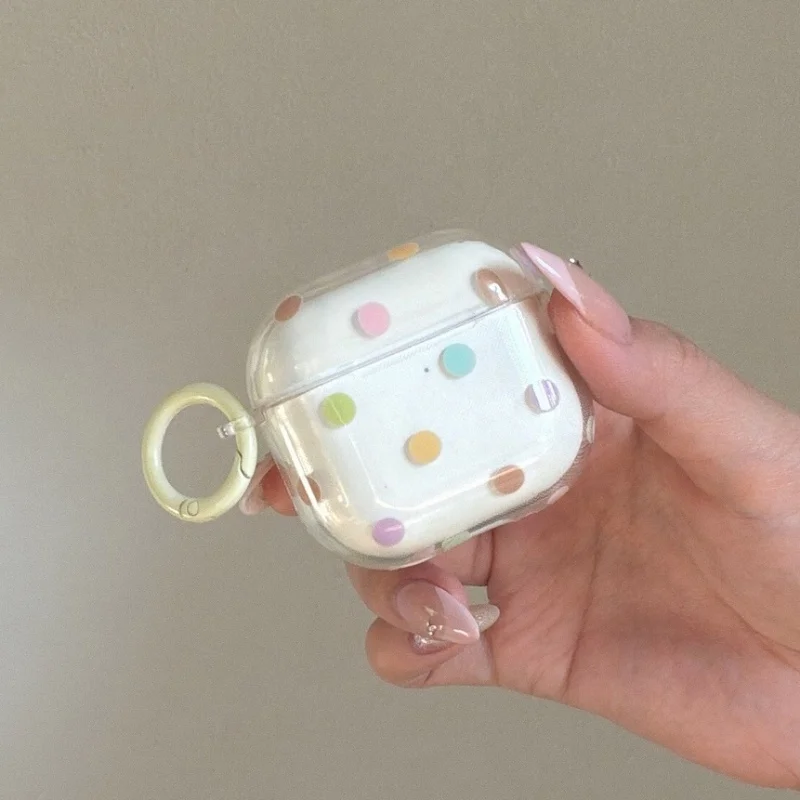 

Clear Colorful Polka Dot Earphone Case For Apple Airpods 4 3 Pro 2 Protective Cover Soft Silicone Headset Cases For Airpods Pro