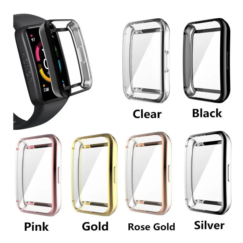 

Protective Cover Electroplated Full Coverage TPU Smart Watch Case Bumper Shell for Band 6/6 Pro