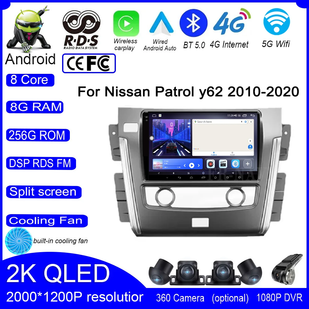 

Android 14 For Nissan Patrol y62 2010-2020 Car Wifi+4G GPS Android Auto Radio Multimedia RDS Carplay Video Player Navigation