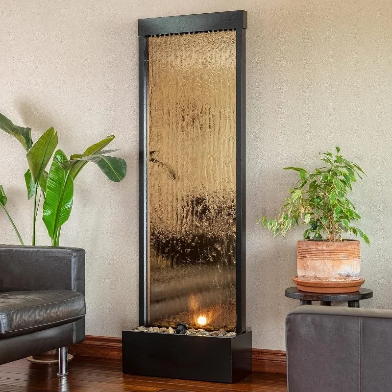 نافورة شلال داخلية وخارجية مقاس 72 بوصة مع أضواء LED ولمسة نهائية برونزية #2