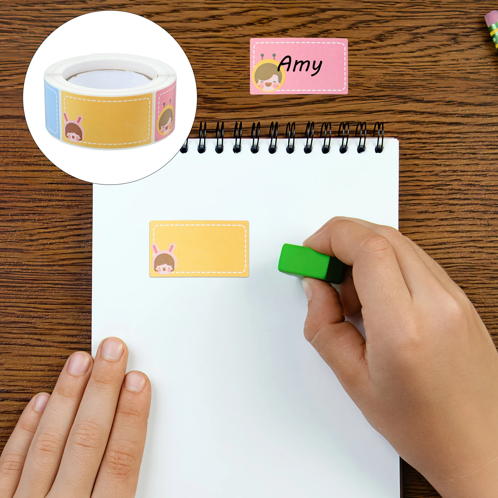 1 rouleau d'autocollants nominatifs résistants à l'usure, étiquettes nominatives colorées auto-adhésives pour salle de classe, maternelle, bureau, maison, Classification quotidienne