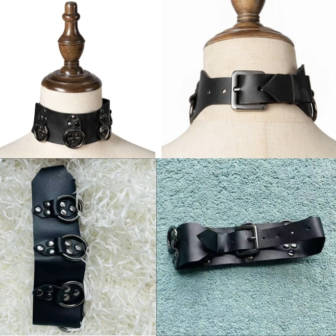 Non-Mainstream Rivet Ring Neckwear Punkstream Faux Leather Neck Belt Medieval Gothic Pu Leather Carnival Collar Prop Gearduke