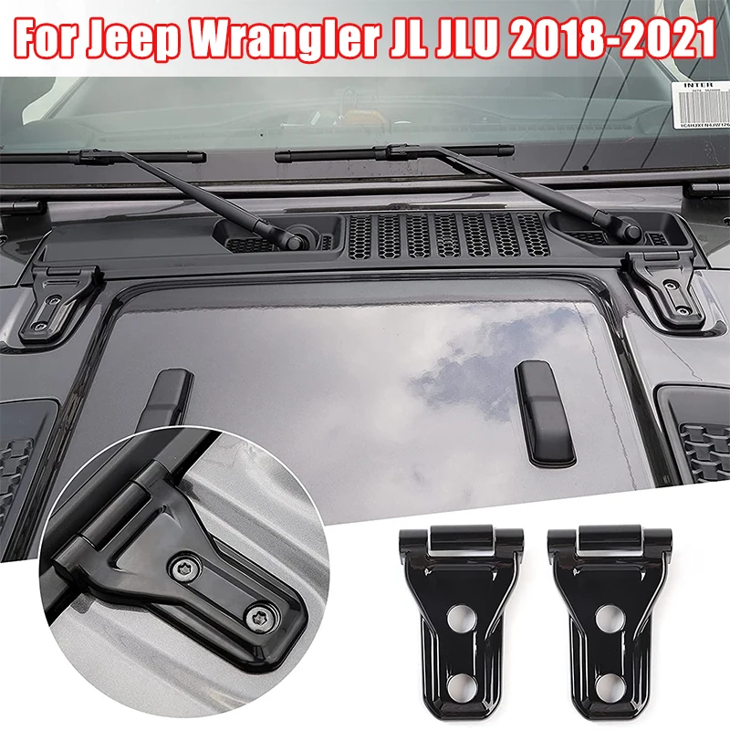 

Для Jeep Wrangler JL JLU 2018-2021 Передняя Крышка шарнира капота двигателя, крышка с пряжкой, крышка с отделкой, черные внешние аксессуары, отделка