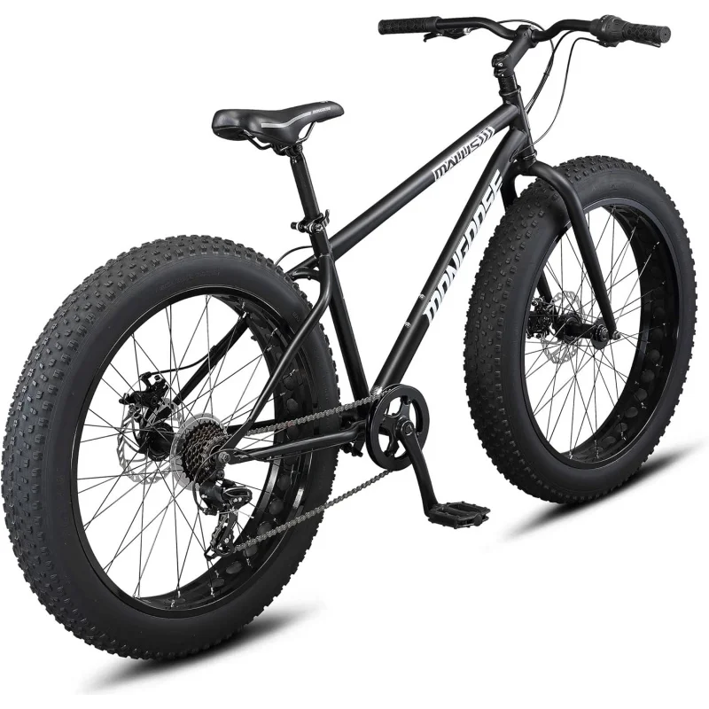 AQMongoose Malus s and  Fat Tire Mountain Bike,Steel Frame,7 Speed Drivetrain,Shimano Rear Derailleur,Disc Brakes