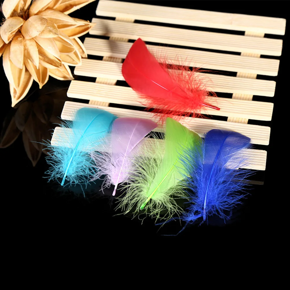 

300pcs Natural Mixed Color Goose Plumes for Wedding Hat Hair Accessories Home Craft DIY Jewelry Decoration(Mixe