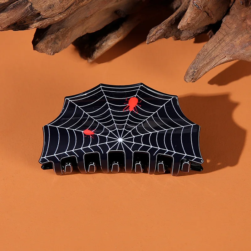 DuoShang New Halloween Funny Spider Web Hair Claw Horror Series Claw Clips Acrylic Crab Hair Clips for Women Hair Accessories