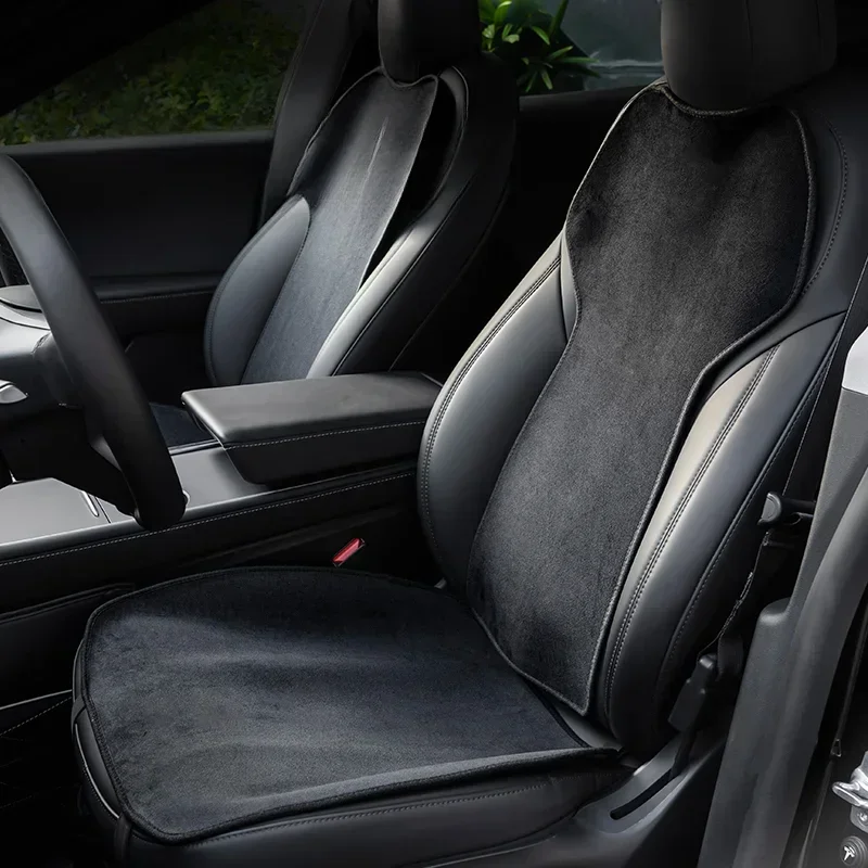 Seat Cover Cushion for Tesla Model 3 Y Flannel White Seat Protection Mat Anti-dirty Non-slip Cushion Car Interior Accessories