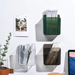 Clear Pet Plastic Wall Mount Organizer Storage Box Container Bin for Dorm Bathroom and Office  Phone Holder Basket