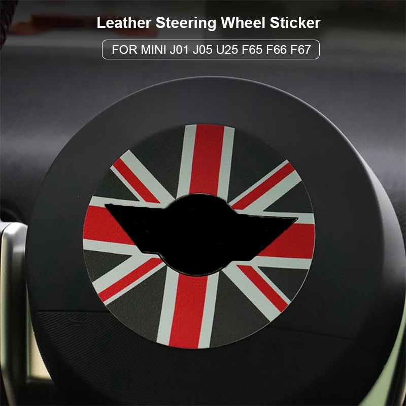 Car Steering Wheel Stickers for Mini Countryman U25 F65 F66 Cooper S E SE J01 EV J05 Aceman Accessories Leather Car Sticker