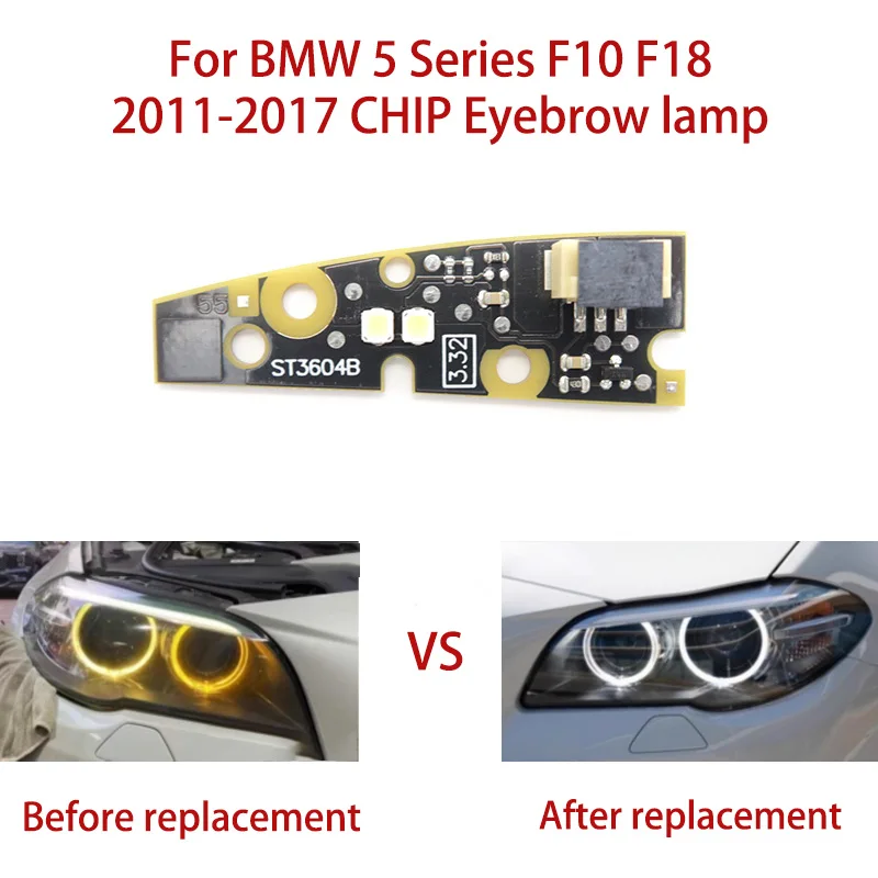 For BMW 5 Series F10 F18 Angel Eye White Light 2011-2017 Eyebrow Light Daytime Running Beige Plug Version Car CHIP Guide Plate