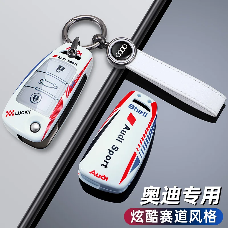 Racing Design Car Key Case Cover Accessory For Audi C5 C6 R8 A1 A3 A4 A5 A6 A7 Q3 Q5 Q7 S6 B6 B7 B8 8P 8V 8L TT RS RS3 S3 Sline