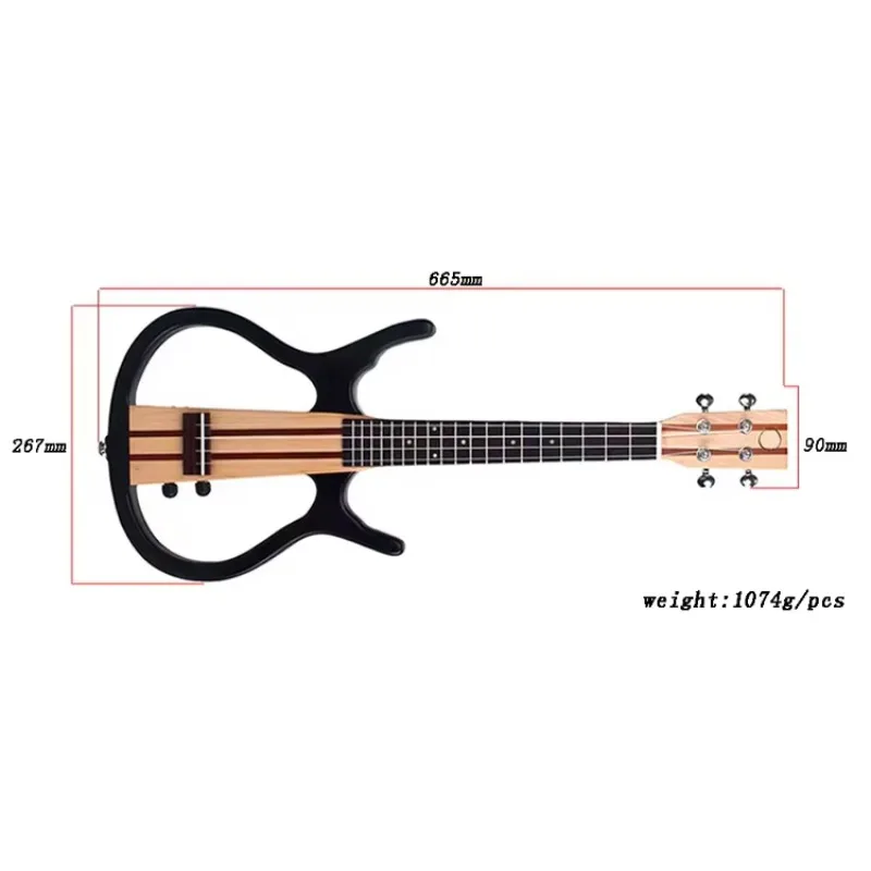 

wholesale silent ukulele with 30-inch electric body, equipped with a carrying case and connected to an audio system Ukulele