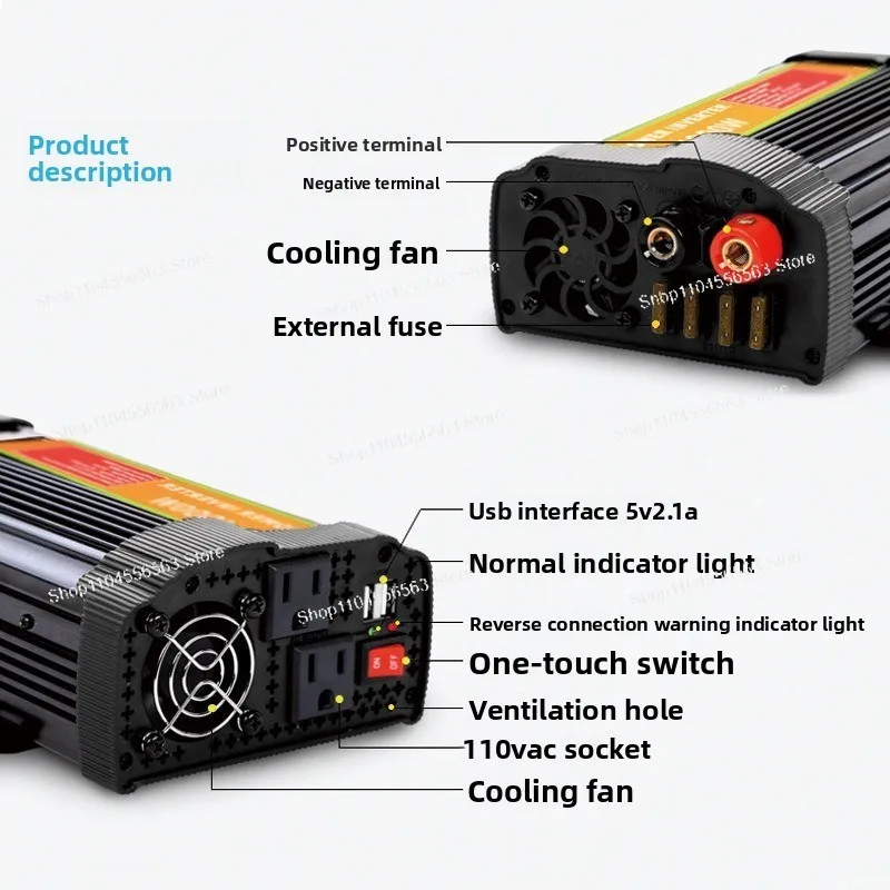 US standard 1500W photovoltaic power generation system inverter 12V to 110V vehicle inverter high power