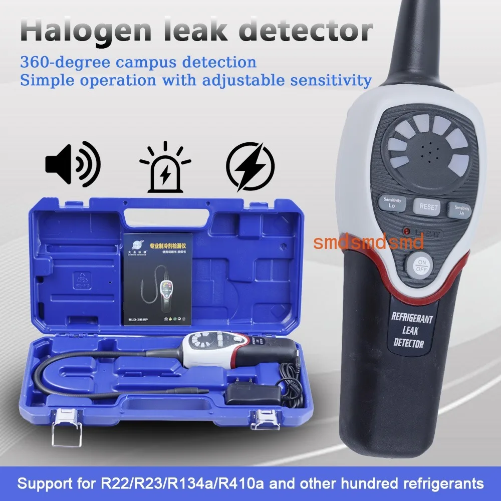Refrigerant Halogen Leak Detector Tester Meter RLD-382P Air Conditioner Refrigeration System Halogen Gas Freon Leak Detector