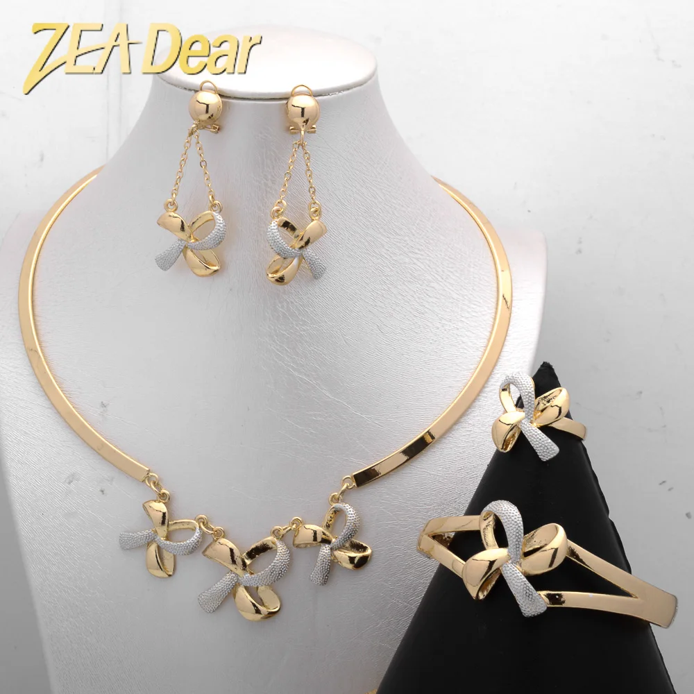 

Zeadear Jewelry Nigeria Dubai Gold Color Jewelry Sets Women Indian Bridal Gift Crystal Necklace Bracelet Earrings Ring Wholesale