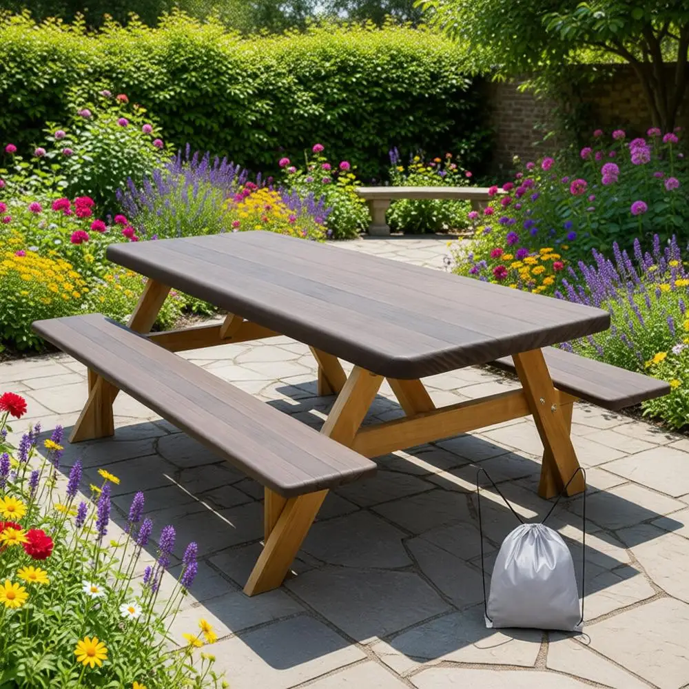 

Водонепроницаемый ветрозащитный чехол для пикникового стола с лавками, 72 дюйма, коричневый