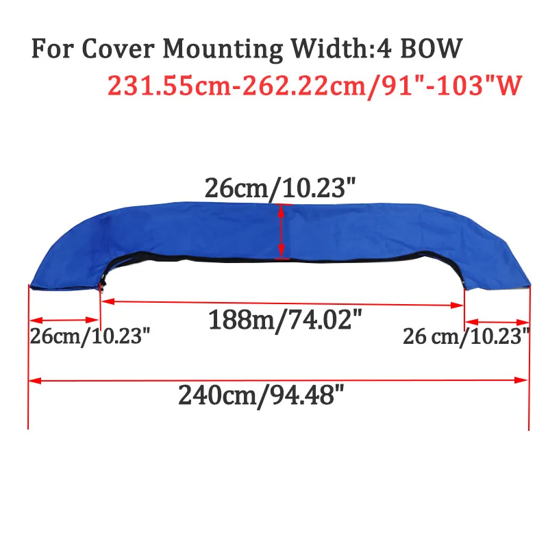 4-Bogen-Bimini-Stiefelüberzug oben, 600D, ohne Rahmen, Yacht-Bootsabdeckung mit Reißverschluss, Anti-UV, wasserdicht, staubdicht, Marine-Zubehör – Detail 11