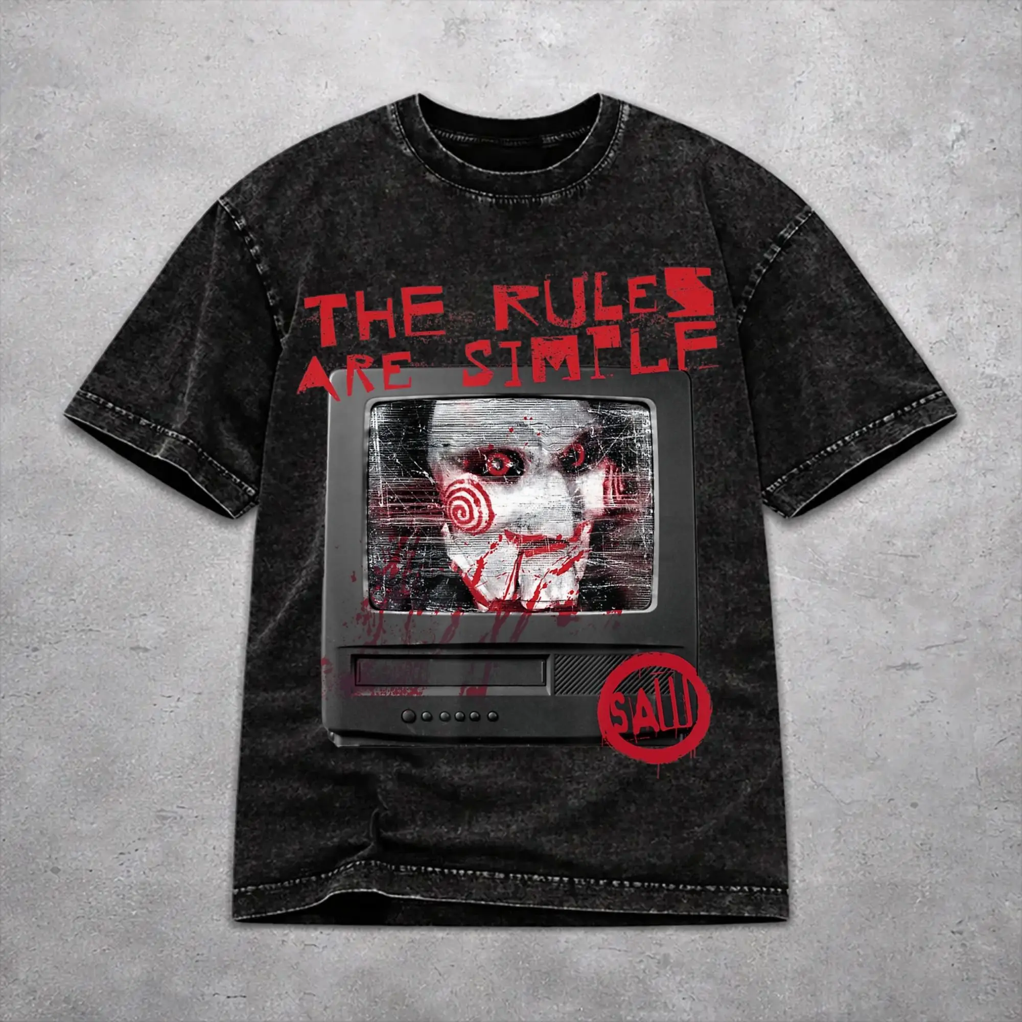 Saw Horror Movie T Shirt Vintage Style For Men Women Pure Cotton T-Shirts Tee Clothes