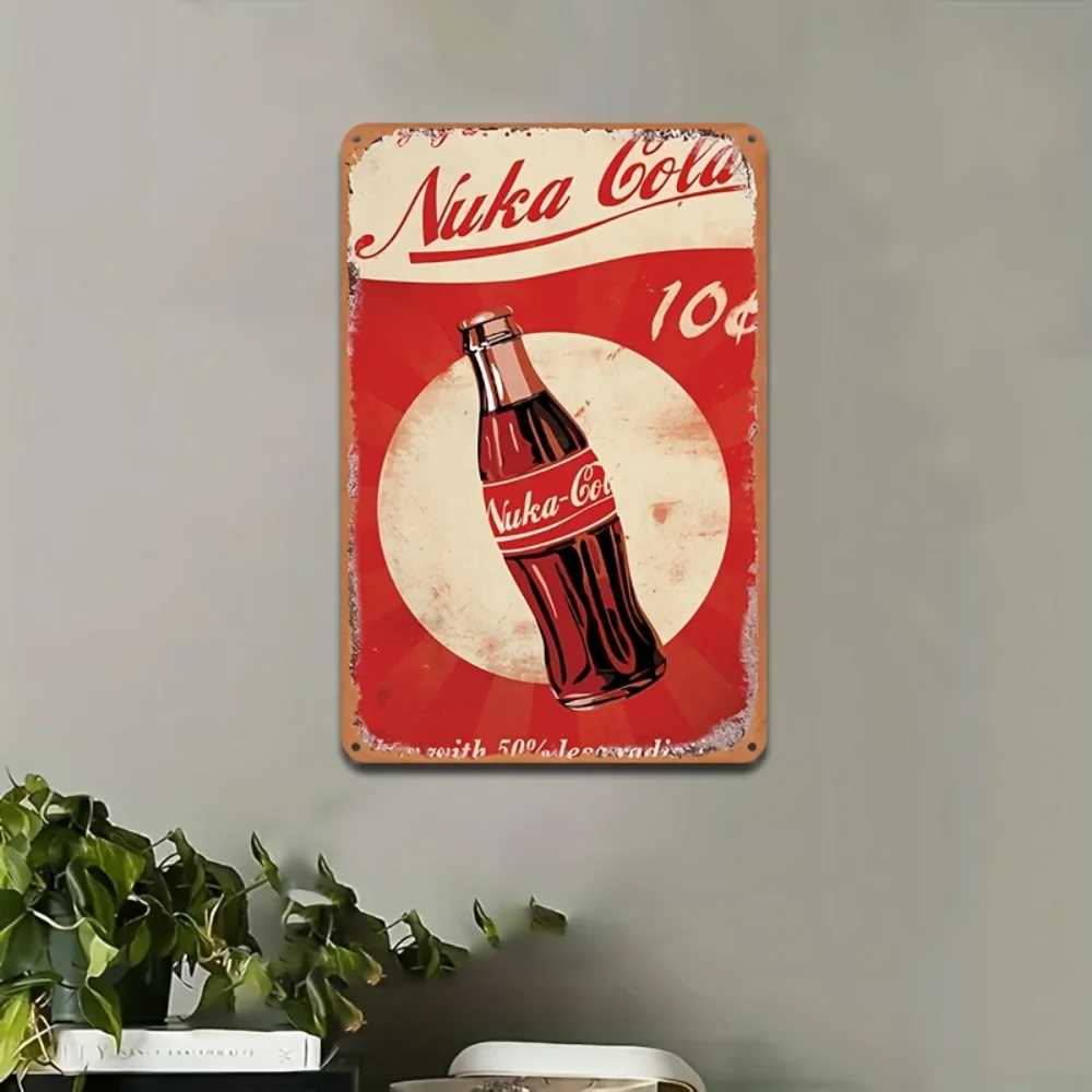 لافتة ألومنيوم نوكا كولا - ديكور شعار كلاسيكي عتيق - مقاومة للغبار والماء لغرف الألعاب والمكاتب والمقاهي
