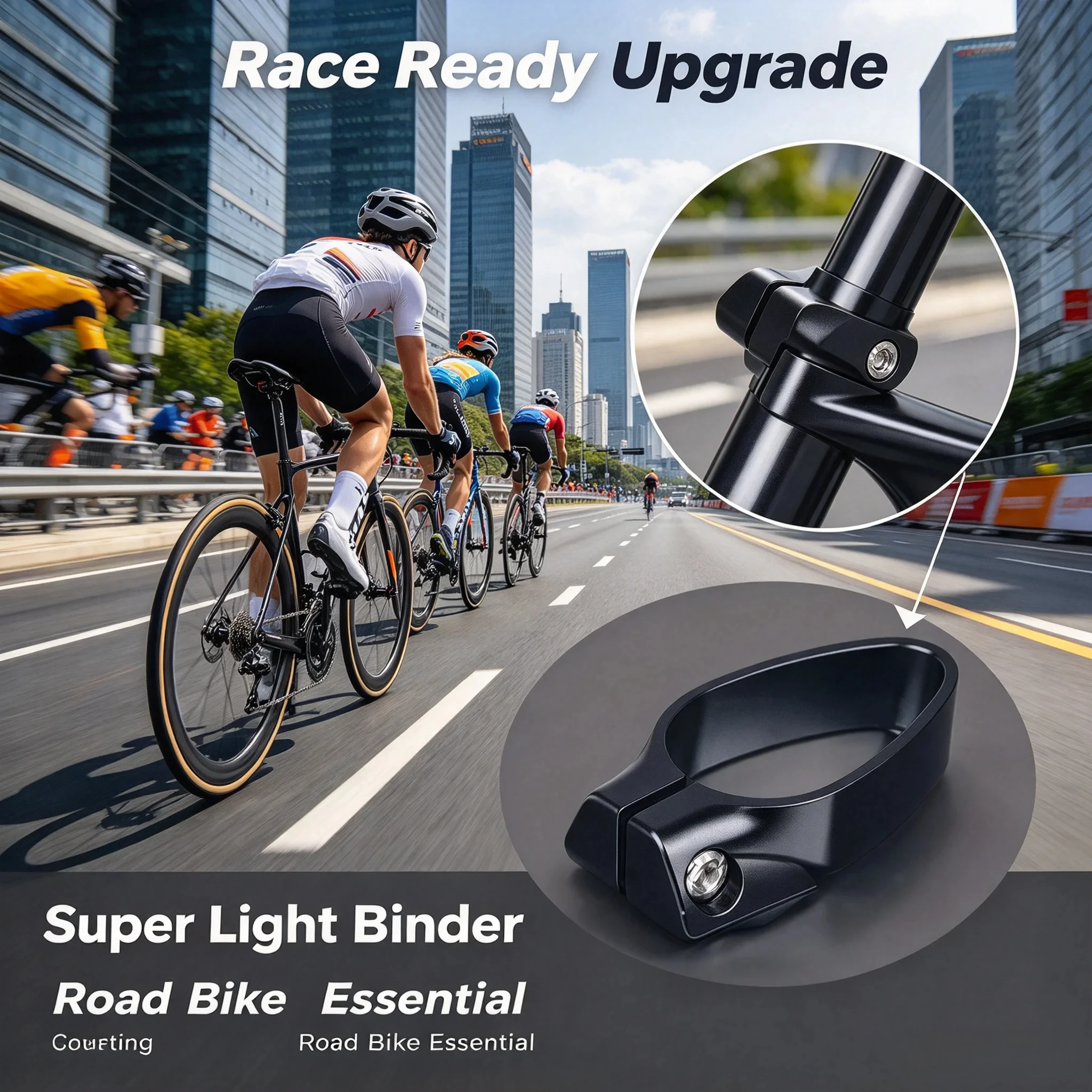 21g CNC Ultralight Seatpost Clamp, Super Light Binder & 1 Piece Replacement Collar for Bianchi Oltre XR1 XR2, for HY, Bike Seat
