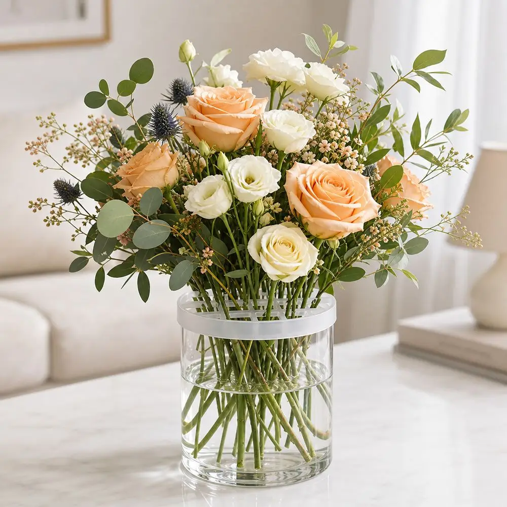 1/2Pcs Silicone Silicone Flower Arranging Grid Washable Flexible Reusable Flower Arranger Stretchable Stretchable Structure