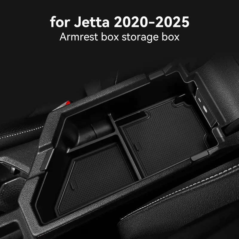 

For Volkswagen VW Jetta 2020-2025 Central Console Armrest Storage Box Stowing Tray Organizer Car Interior Accessories Black