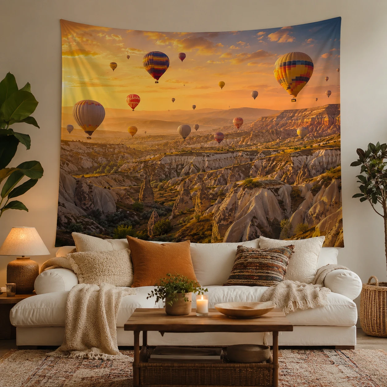 

Kappadosien Heißballon Teppich Sonnenaufgang Tal Landschaft Wandgemälde Böhmische Wind Reise Dekoration Schöne Wandgeschenke