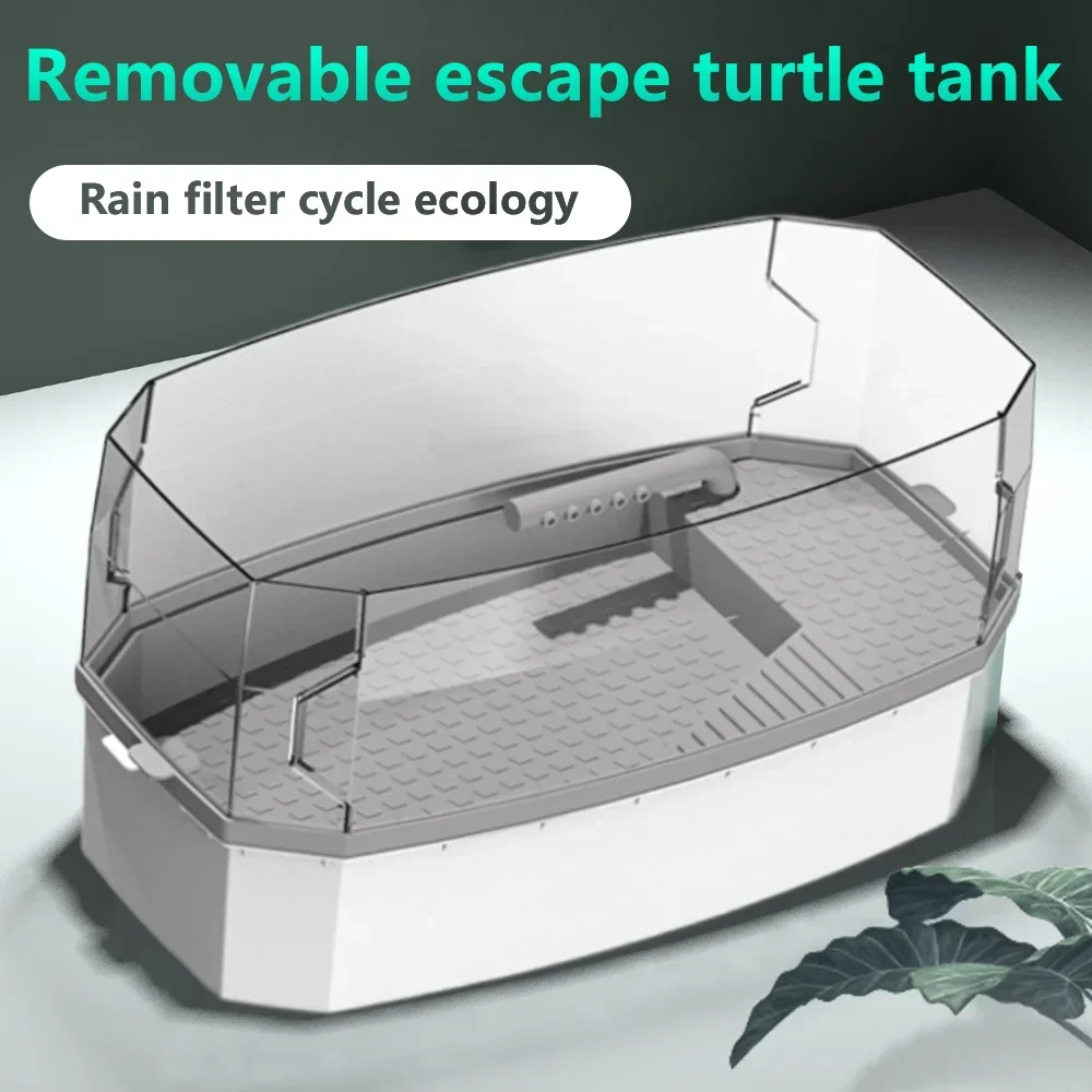 Reptile Turtle Vivarium Box with Basking Platform Tortoises Aquarium Tank Transparent Turtles Anti-Escape Cage Home Aquariums