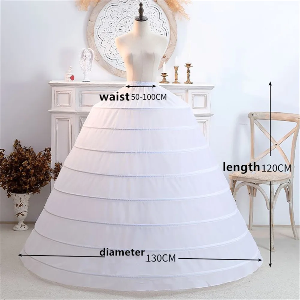 New 8 Hoop Crinoline Black White Long Wedding Petticoat Ball Gown Dress Underskirt Skirt Half Slips Wedding Accessories image 2
