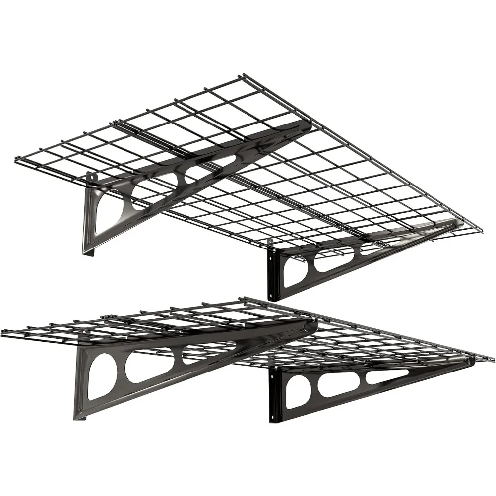 

Upgraded version 2-Pack Wall Shelf Garage Storage Rack Wall Mounted Floating Shelves, Black