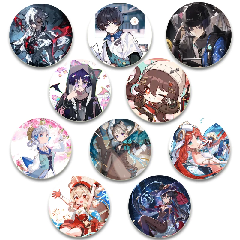 58mm Anime Genshin Impact Brooch Pins Fashion Jewelry Accessories Cartoon Cosplay Badge for Clothes Backpack Decoration Gifts