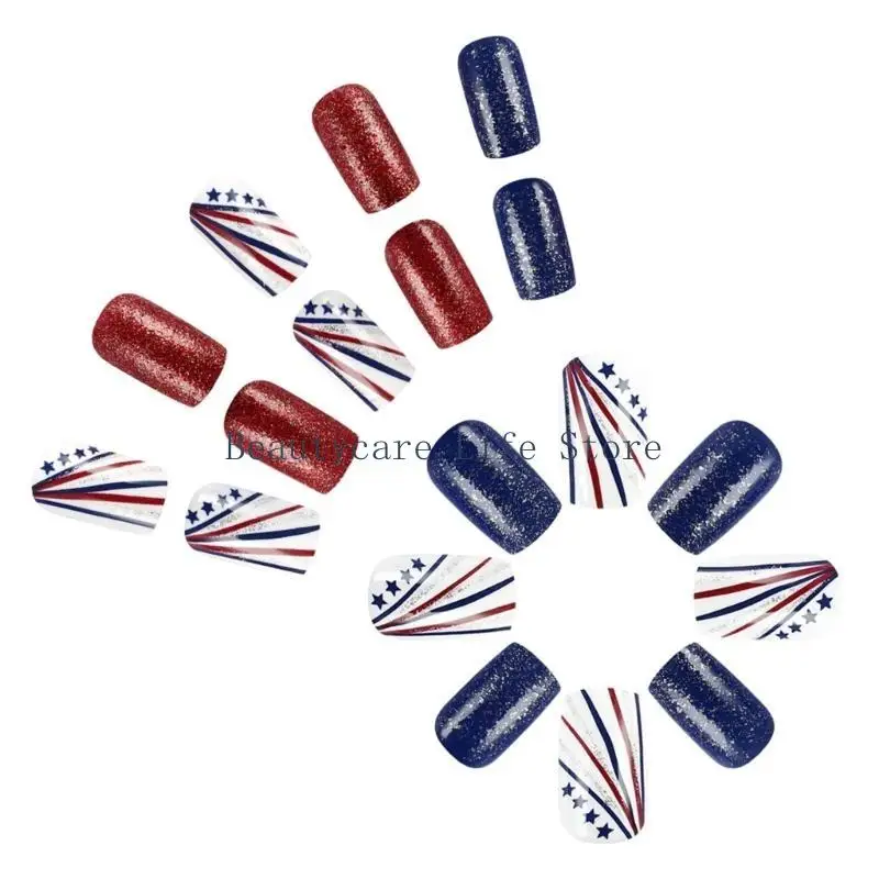 652C 24pcs اللوز كاذب الأظافر غلاف كامل اضغط على تلميحات الأظافر عصا على ديكورات الأظافر #2