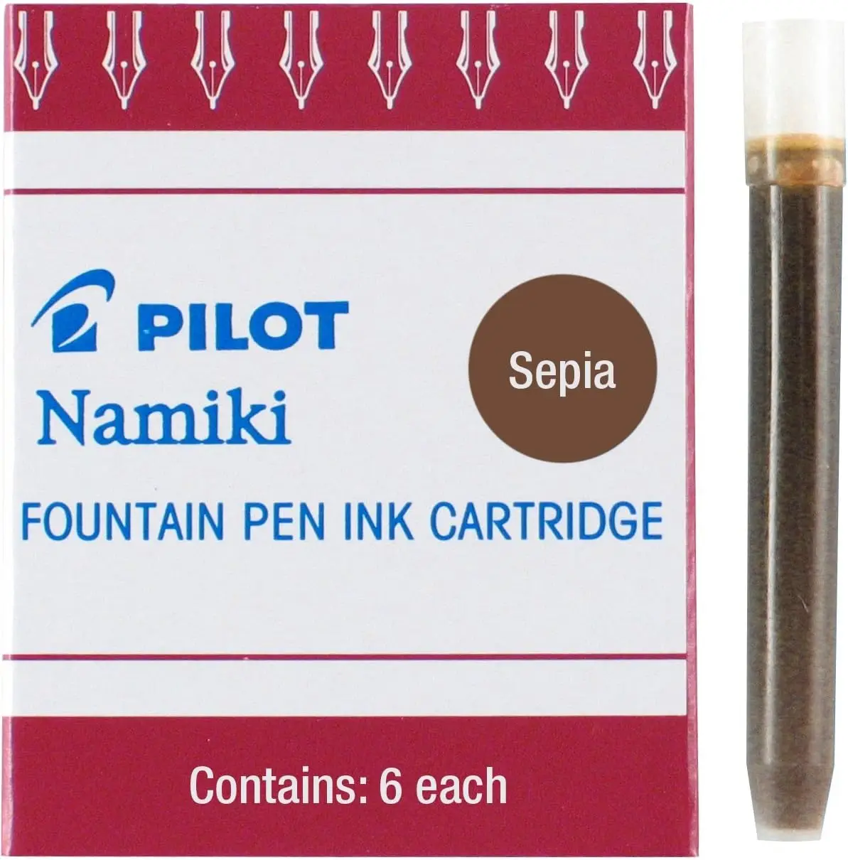 

Fountain Pen Ink Cartridges, Sepia, 6-Pack - Compatible with Most Fountain Pens