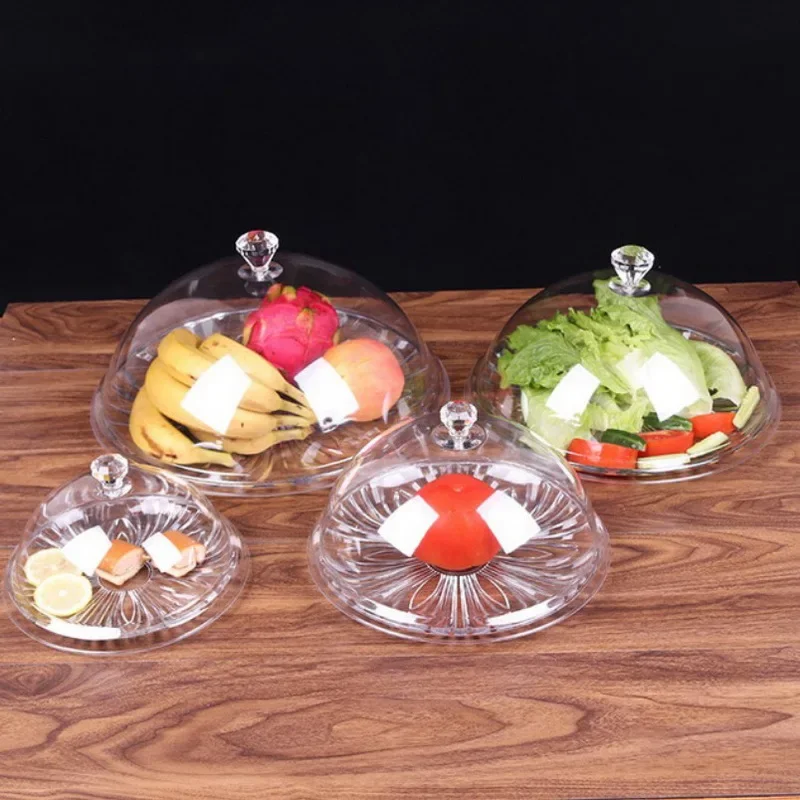 Fresh-Keeping Lids Transparent PC Acrylic Food Plastic Round Dish Cake Bread Cover