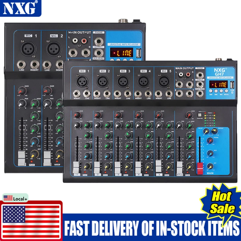 Portable 4 7 Channel DJ Audio Mixer with USB
