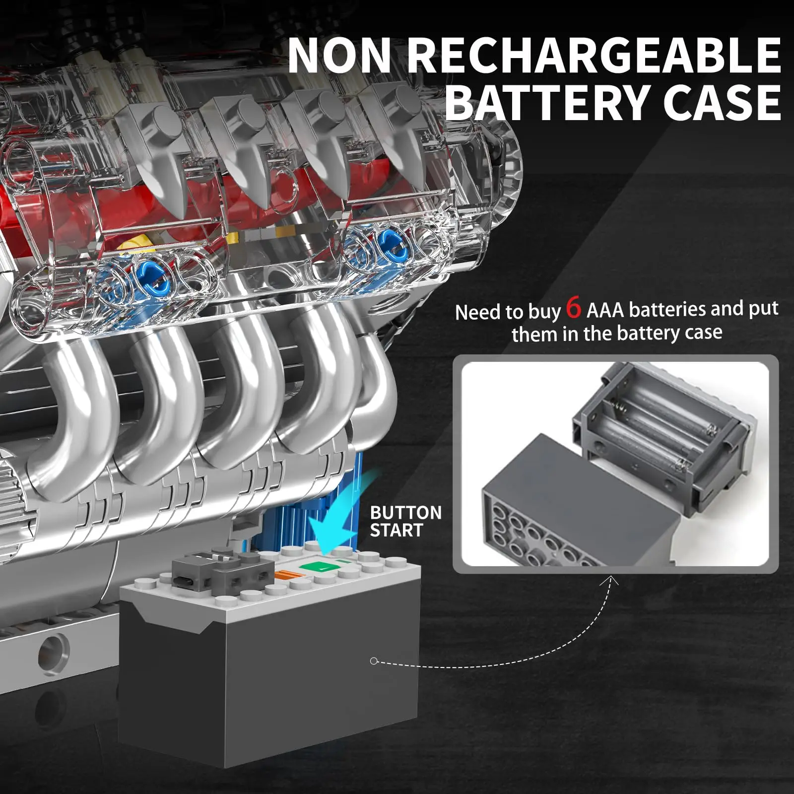 V8 Engine Building Blocks Sets, Engine Model kit That Run, Build Your Own STEM Model Engine, 8-Cylinder Car Engine Building