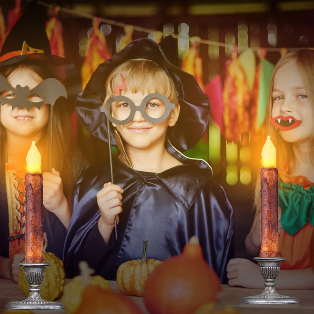 

2Pcs Halloween Vintage LED Lamp Brown Lightweight Portable Decorative Lights for Home Party Festival