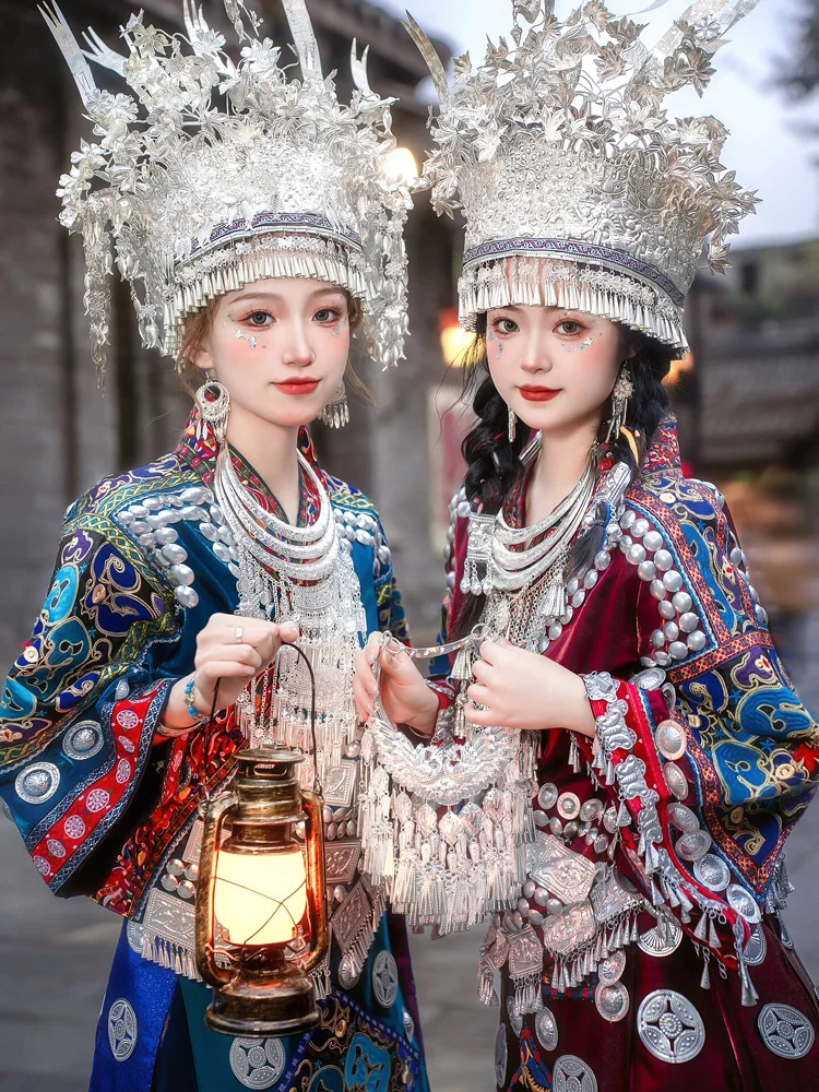 Winter Miaojia Dress Miao Clothing Female Headdress Collar Embroidery Miao' S Tujia Ethnic Style Photography New