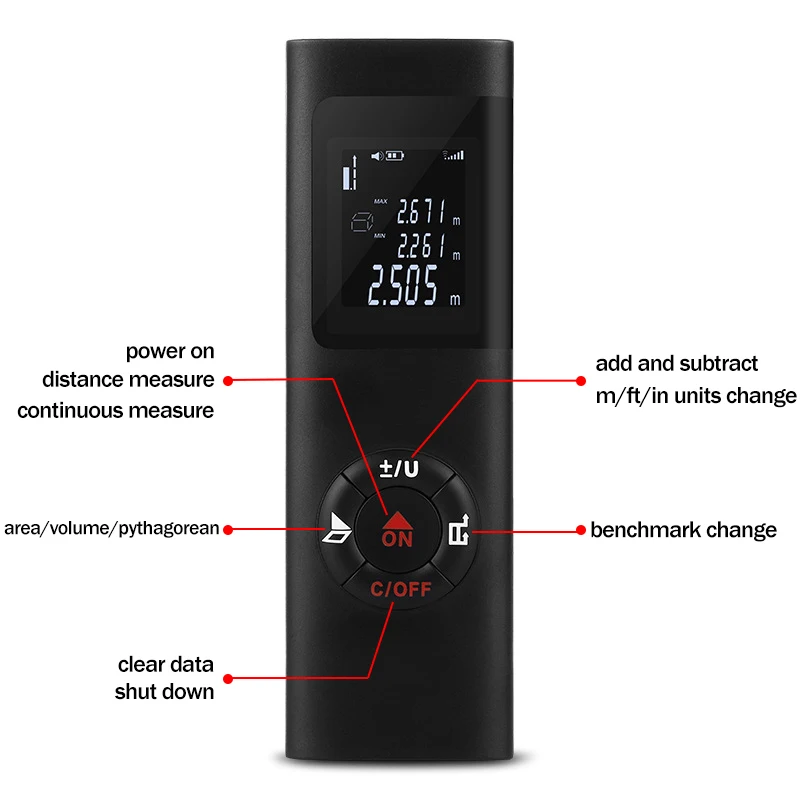 Mini Smart Laser Rangefinder Intelligent 40M 60M Digital Laser Rangefinde Usb Charging Rechargeable Handheld Distance Meter