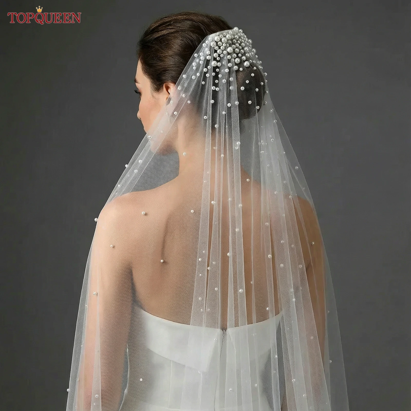 

Фата свадебная Длинная с гребнем и жемчугом, 1-3 метра