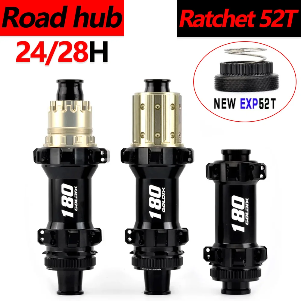 R180 Road Hub 28H 24 Holes 52t Ratchet Center Lock Disc Brake Thru Gravel Road Bike Hub for Shimano SRAM 100X12 142X12