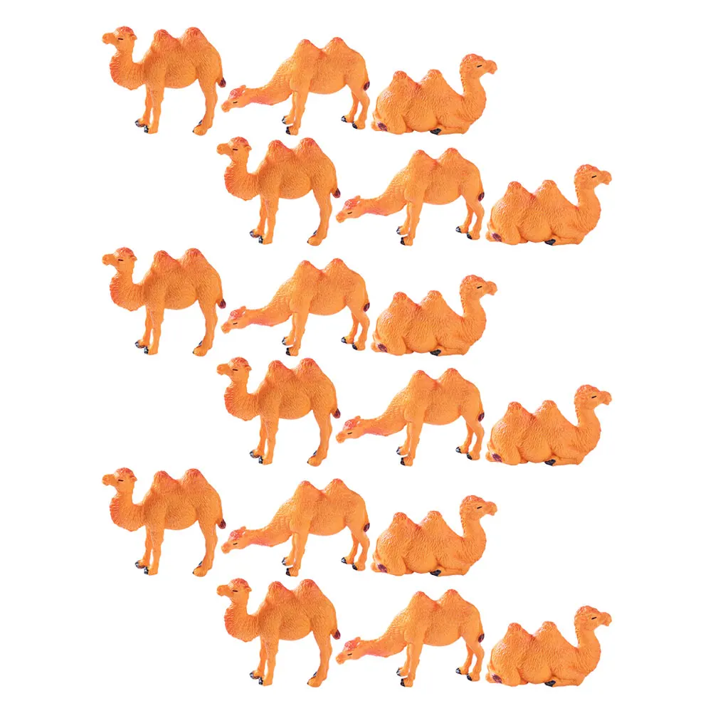 18-delige microlandschap kameel woestijn dierenbeeldjes versieren bruin plastic