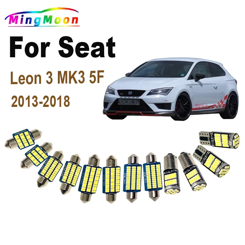 14Pcs Accessories LED Interior Reading Foot Light Kit For Seat Leon 3 MK3 5F 2013 2014 2015 2016 2017 2018 Sun Visor Lamp