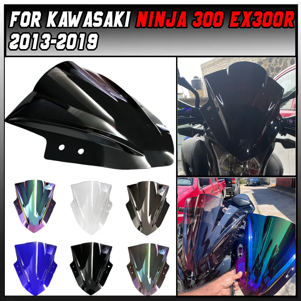 

For Kawasaki Ninja 300 EX300R EX 300R 2013-2019 Double Bubble Windshield WindScreen Motorcycle Accessories Fairing Deflector